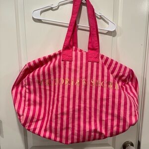 Victoria's Secret Hot Pink & Light Pink Striped Tote